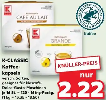 Kaufland K-CLASSIC Kaffeekapseln 120-166 g Packg. Angebot