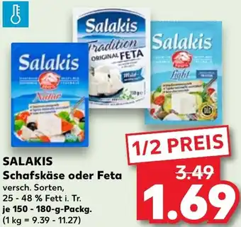 Kaufland SALAKIS Schafskäse oder Feta 150-180 g Packg. Angebot