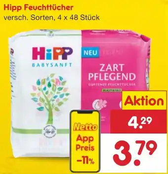 Netto Marken-Discount Hipp Feuchttücher 4 x 48 Stück Angebot