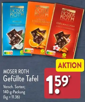 Aldi Nord MOSER ROTH Gefüllte Tafel 140 g Packung Angebot