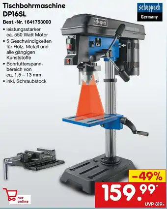 Netto Marken-Discount Scheppach Tischbohrmaschine DP16SL Angebot