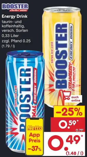 Netto Marken-Discount BOOSTER Energy Drink 0,33 Liter Angebot