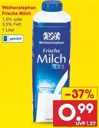 Netto Marken-Discount Weihenstephan Frische Milch 1 Liter Angebot