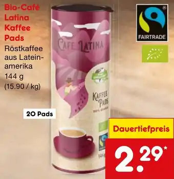 Netto Marken-Discount Bio-Café Latina Kaffee Pads 144 g Angebot