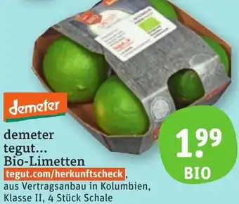 tegut demeter tegut Bio-Limetten 4 Stück Schale Angebot