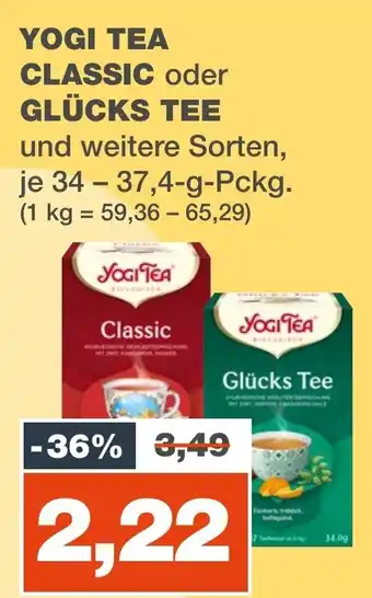 mein real YOGI TEA CLASSIC oder GLÜCKS TEE und weitere Sorten, je 34 - 37,4-g-Pckg. Angebot