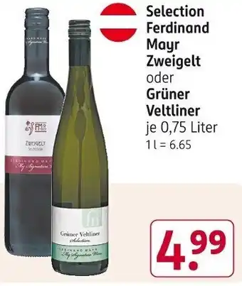 Rossmann Selection Ferdinand Mayr Zweigelt oder Grüner Veltliner 0,75 Liter Angebot