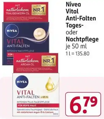 Rossmann Nivea Vital Anti-Falten Tages oder Nachtpflege 50 ml Angebot