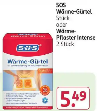 Rossmann SOS Wärme-Gürtel oder Wärme Pflaster Intense 2 Stück Angebot