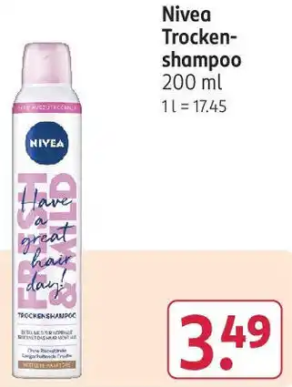 Rossmann Nivea Trockenshampoo 200 ml Angebot