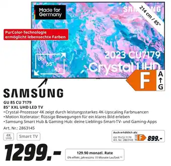 MediaMarkt SAMSUNG GU 85 CU 7179 85" XXL UHD LED TV Angebot