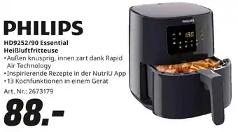 MediaMarkt PHILIPS HD9252/90 Essential Heißluftfritteuse Angebot