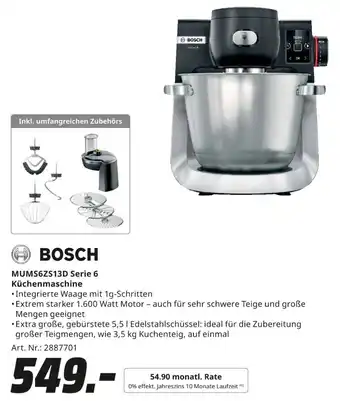 MediaMarkt BOSCH MUMS6ZS13D Serie 6 Küchenmaschine Angebot
