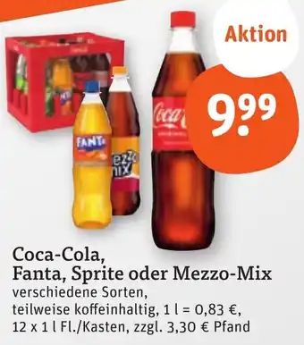 tegut Coca-Cola, Fanta, Sprite oder Mezzo-Mix 12 x 1 l Fl./Kasten Angebot