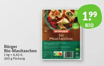 tegut Bürger Bio-Maultaschen 300 g Packung Angebot