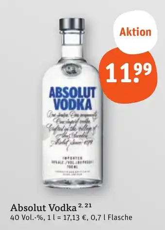 tegut Absolut Vodka 0,7 l Flasche Angebot