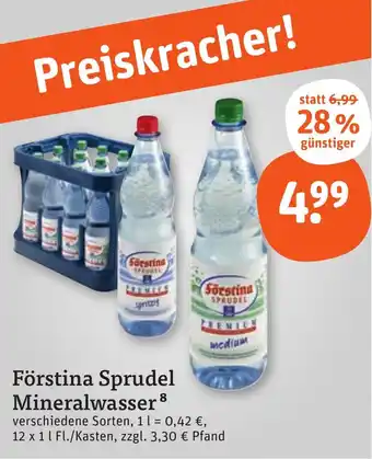 tegut Förstina Sprudel Mineralwasser 12 x 1 l Fl./Kasten Angebot
