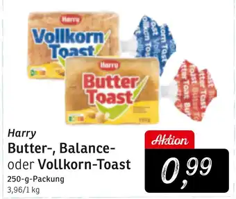 KONSUM Harry Butter-, Balance-oder Vollkorn-Toast 250-g-Packung Angebot