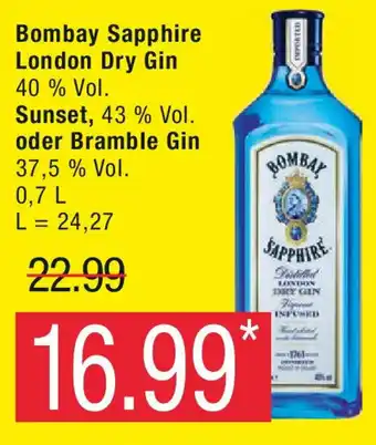 Marktkauf Bombay Sapphire London Dry Gin Sunset, oder Bramble Gin Angebot