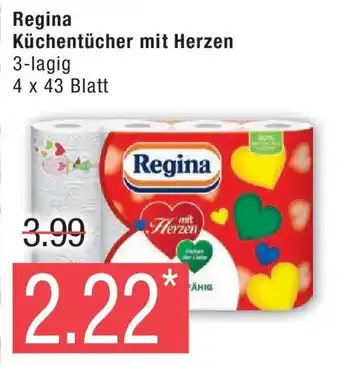 Marktkauf Regina Küchentücher mit Herzen 3-lagig 4 x 43 Blatt Angebot