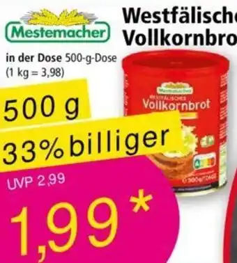 Norma Mestemacher Westfälisches Vollkornbrot 500 g Dose Angebot