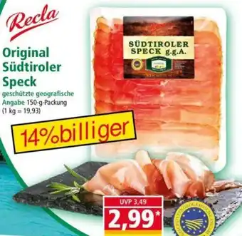 Norma Recla Original Südtiroler Speck 150 g Packung Angebot