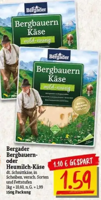 NP Discount Bergader Bergbauern oder Heumilch-Käse 150g Packung Angebot