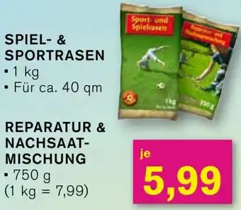 KODi SPIEL & SPORTRASEN 1 kg oder REPARATUR & NACHSAATMISCHUNG 750 g Angebot