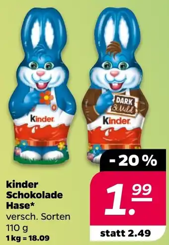 NETTO kinder Schokolade Hase 110 g Angebot