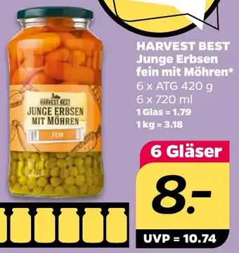 NETTO HARVEST BEST Junge Erbsen fein mit Möhren 6x720 ml Angebot