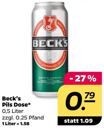 NETTO Beck's Pils Dose 0,5 Liter Angebot