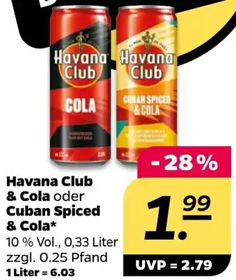 NETTO Havana Club & Cola oder Cuban Spiced & Cola 0,33 Liter Angebot