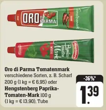 Schmidt's Märkte Oro di Parma Tomatenmark  200 g oder Hengstenberg Paprika-Tomaten-Mark 100 g Angebot