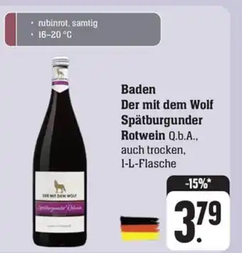 Schmidt's Märkte Der mit dem Wolf Spätburgunder Rotwein Q.b.A., auch trocken, 1-L-Flasche Angebot