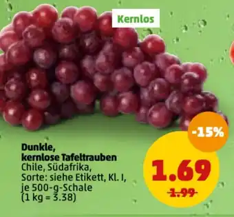 PENNY Dunkle, kernlose Tafeltrauben 500 g Angebot