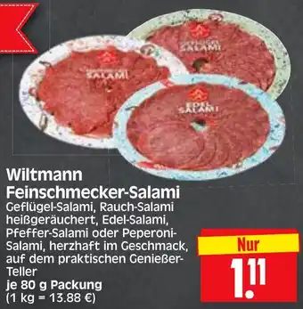 Edeka Herkules Wiltmann Feinschmecker-Salami 80 g Packung Angebot