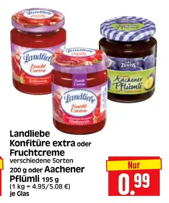 Edeka Herkules Landliebe Konfitüre extra oder Fruchtcreme 200 200 g oder Aachener Pflümli 195 g Angebot