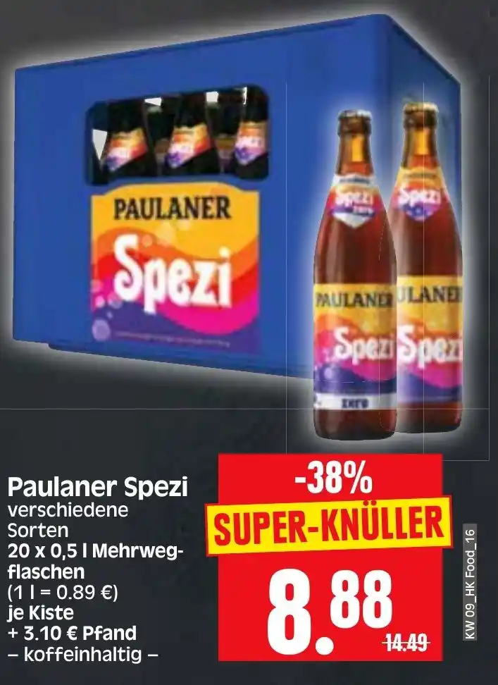 Paulaner Spezi 20 x 0,5 l Mehrwegflaschen Angebot bei Edeka Herkules