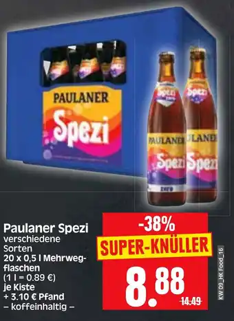 Edeka Herkules Paulaner Spezi 20 x 0,5 l Mehrweg-flaschen Angebot