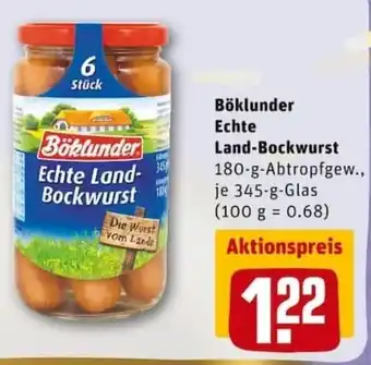 REWE PETZ Böklunder Echte Land Bockwurst  345g Angebot