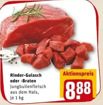 REWE PETZ Rinder Gulasch oder Braten 1kg Angebot