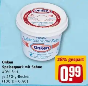 REWE PETZ Onken Speisequark mit Sahne 250g Becher Angebot