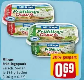 REWE PETZ Milram Frühlingsquark 185g becher Angebot