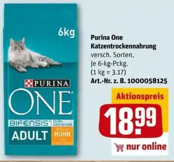 REWE PETZ Purina One Katzentrockennahrung 6kg Angebot