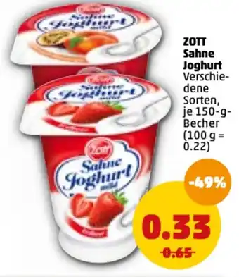 PENNY Zott Sahne Joghurt 150 g Becher Angebot