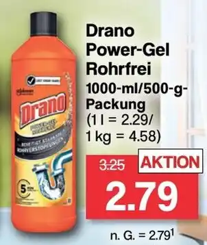 Famila Nord West Drano Power-Gel Rohrfrei 1000-ml/500-g-Packung Angebot