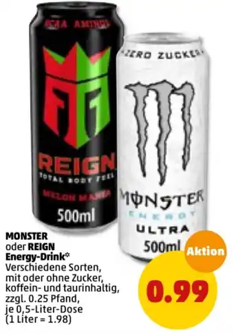 PENNY Monster oder Reign Energy Drink 0,5L Angebot