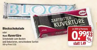 Wasgau Blockschokolade oder Wawi Kuvertüre 200g Angebot