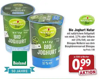 Wasgau Bio Joghurt Natur 500g Becher Angebot