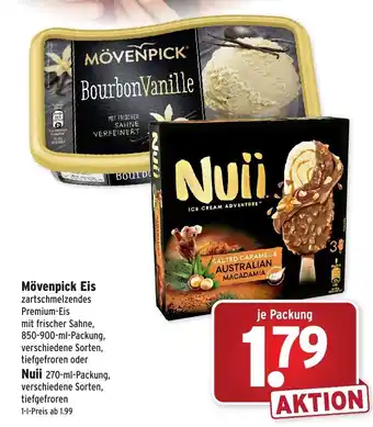 Wasgau Mövenpick Eis 850-900ml  oder Nuii 270ml Angebot